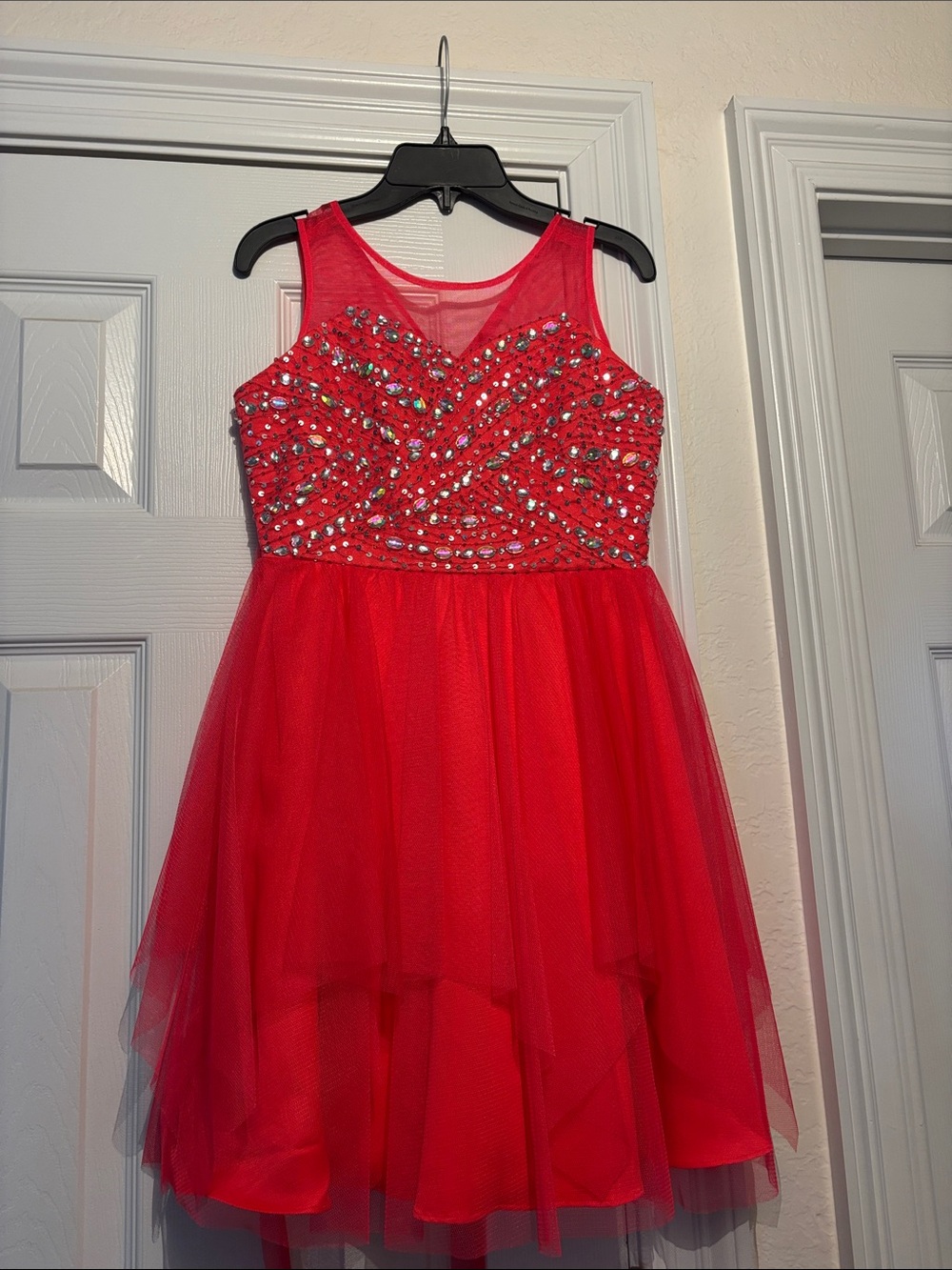 Girls coral Embellished Tulle Party Dress